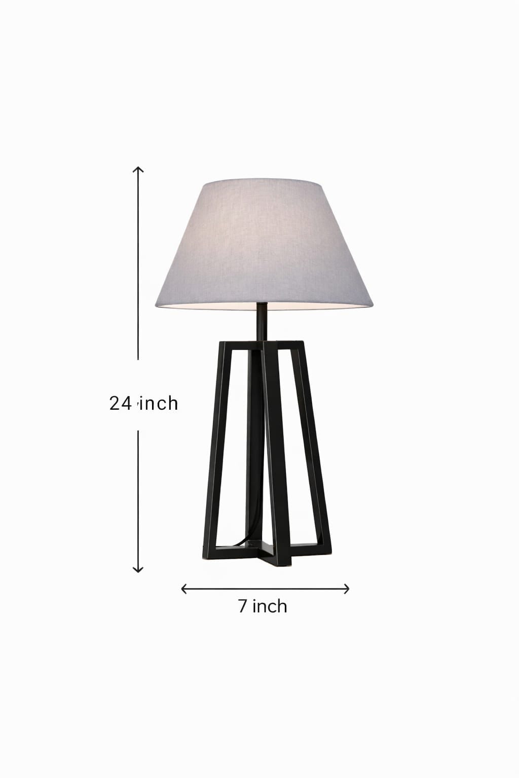 Modern Black Geometric Table Lamp – 24 Inch Bedside Light