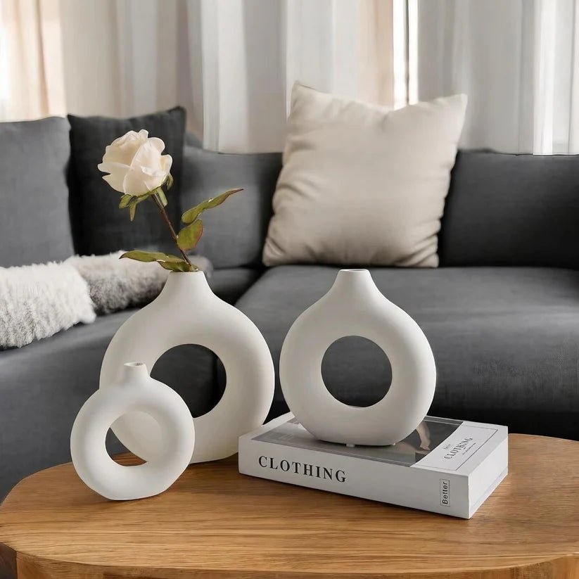 Modern Donut Ceramic Vase Set (3 Sizes)