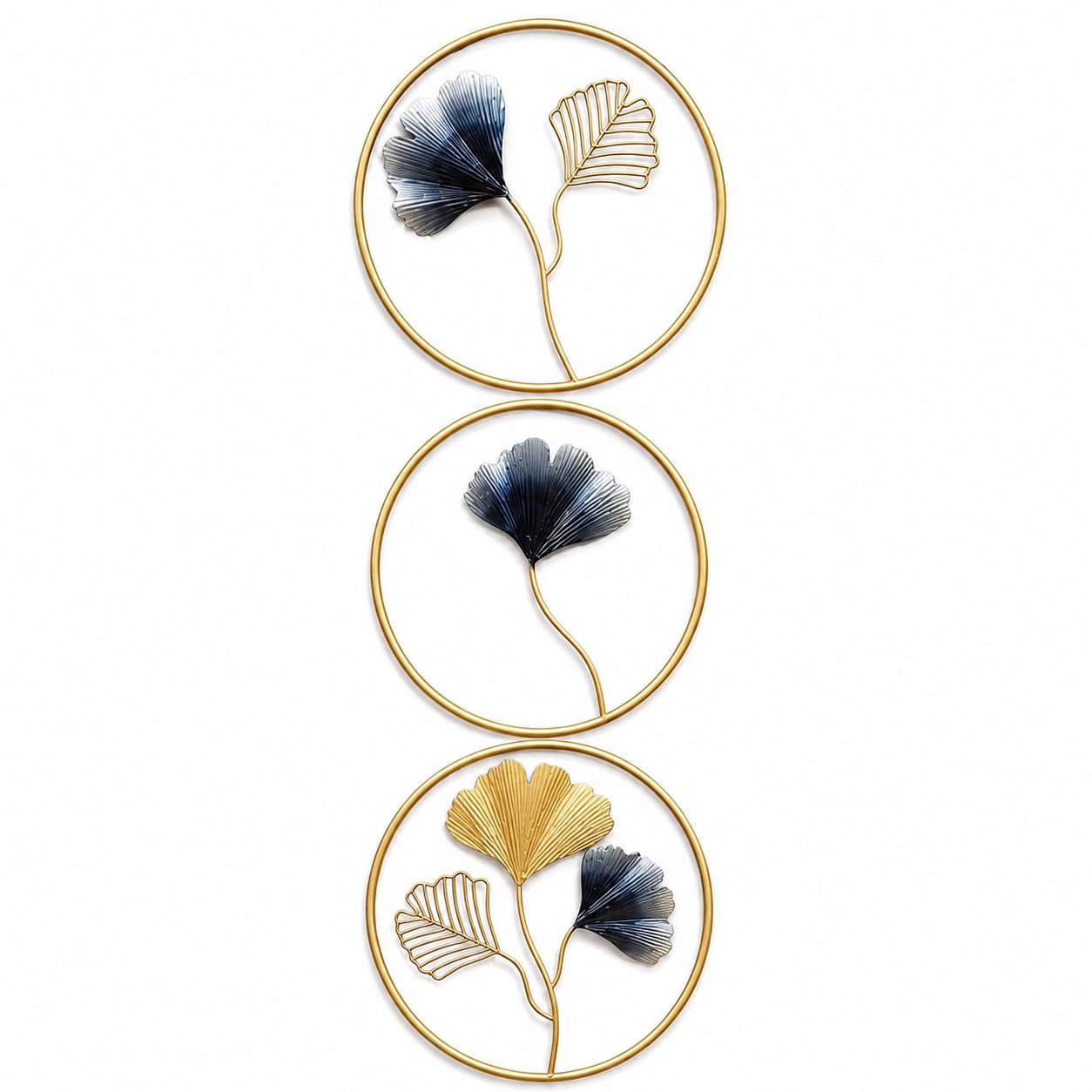 3-Piece Round Leaf Wall Art
