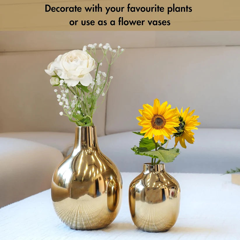 Gold Metal Flower Vase for Home Décor, Wedding Centerpieces, Living Room & Dining Table Decoration
