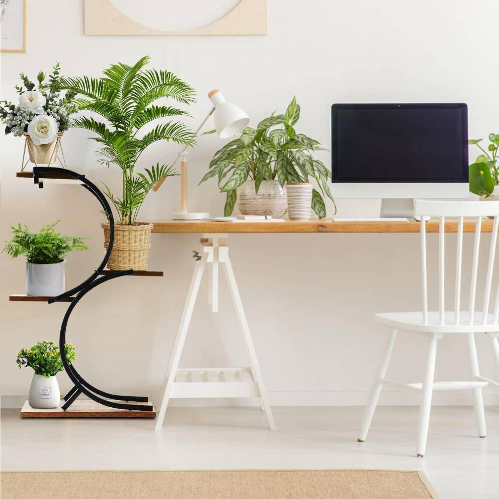 Modern Circular Plant Stand – Multi-Tier Indoor Planter Rack (Wood & Metal Design)