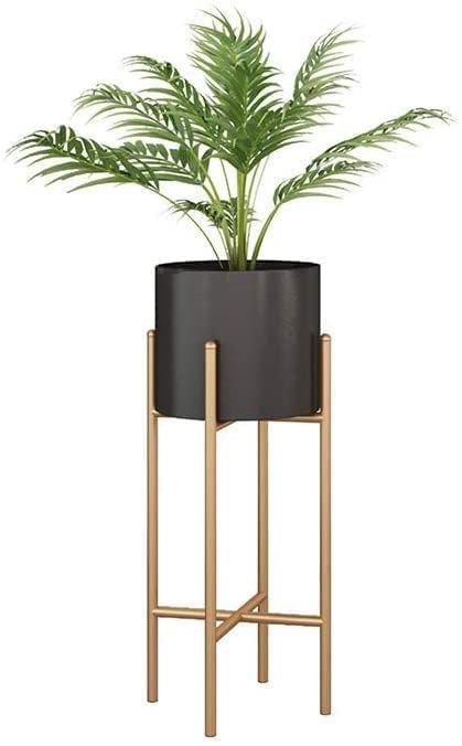 Modern Metal Planter Stand Set of 2 | Gold Frame Indoor Plant Holders | Luxury Flower Pot Display Stands
