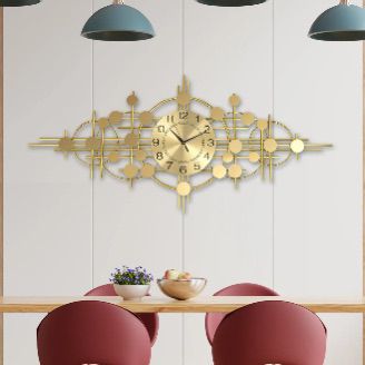 Luxury Gold Metal Wall Clock | Modern Geometric Decorative Wall Clock for Living Room, Bedroom & Office