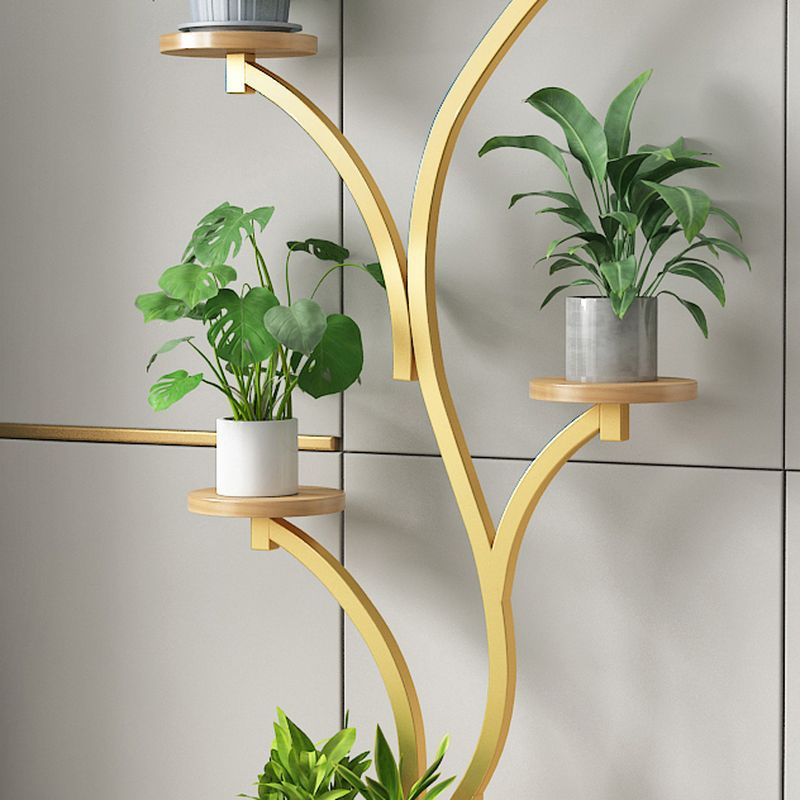 Luxury Golden Tree Design 5-Tier Metal Plant Stand | Modern Multi-Level Flower Pot Display Rack | Premium Indoor & Outdoor Plant Holder