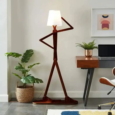 Creative Human Shape Floor Lamp – Modern Wooden Designer Standing Lamp