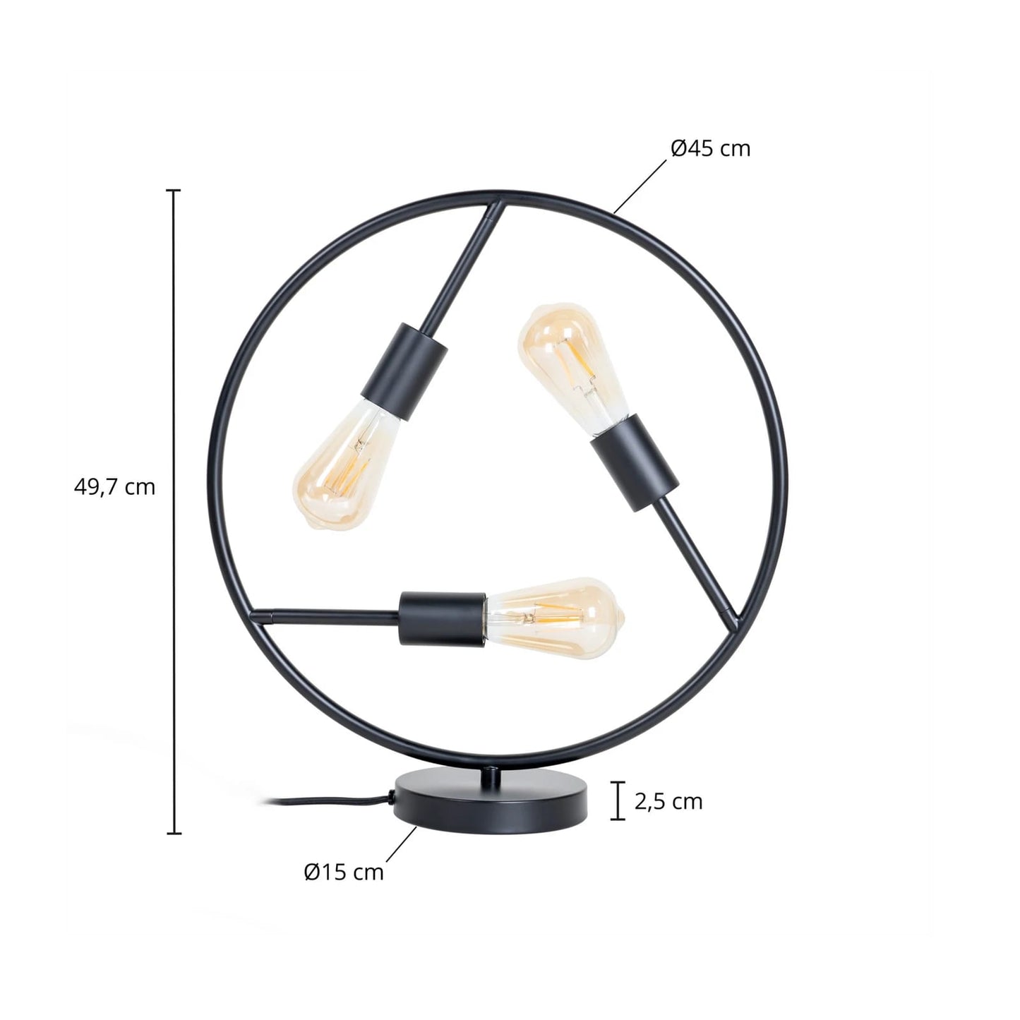 Modern Circular 3-Light Table Lamp – Industrial Metal Decorative Desk Light