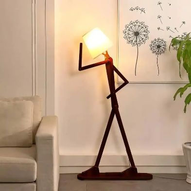Creative Human Shape Floor Lamp – Modern Wooden Designer Standing Lamp
