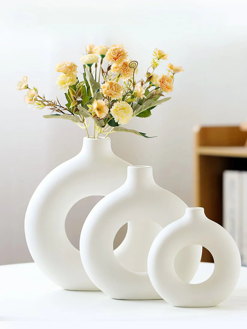 Modern Donut Ceramic Vase Set (3 Sizes)