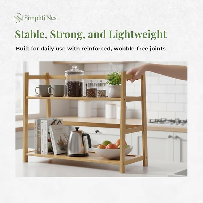 2-Tier Bamboo Countertop Organizer Shelf – Kitchen & Bathroom Storage Rack