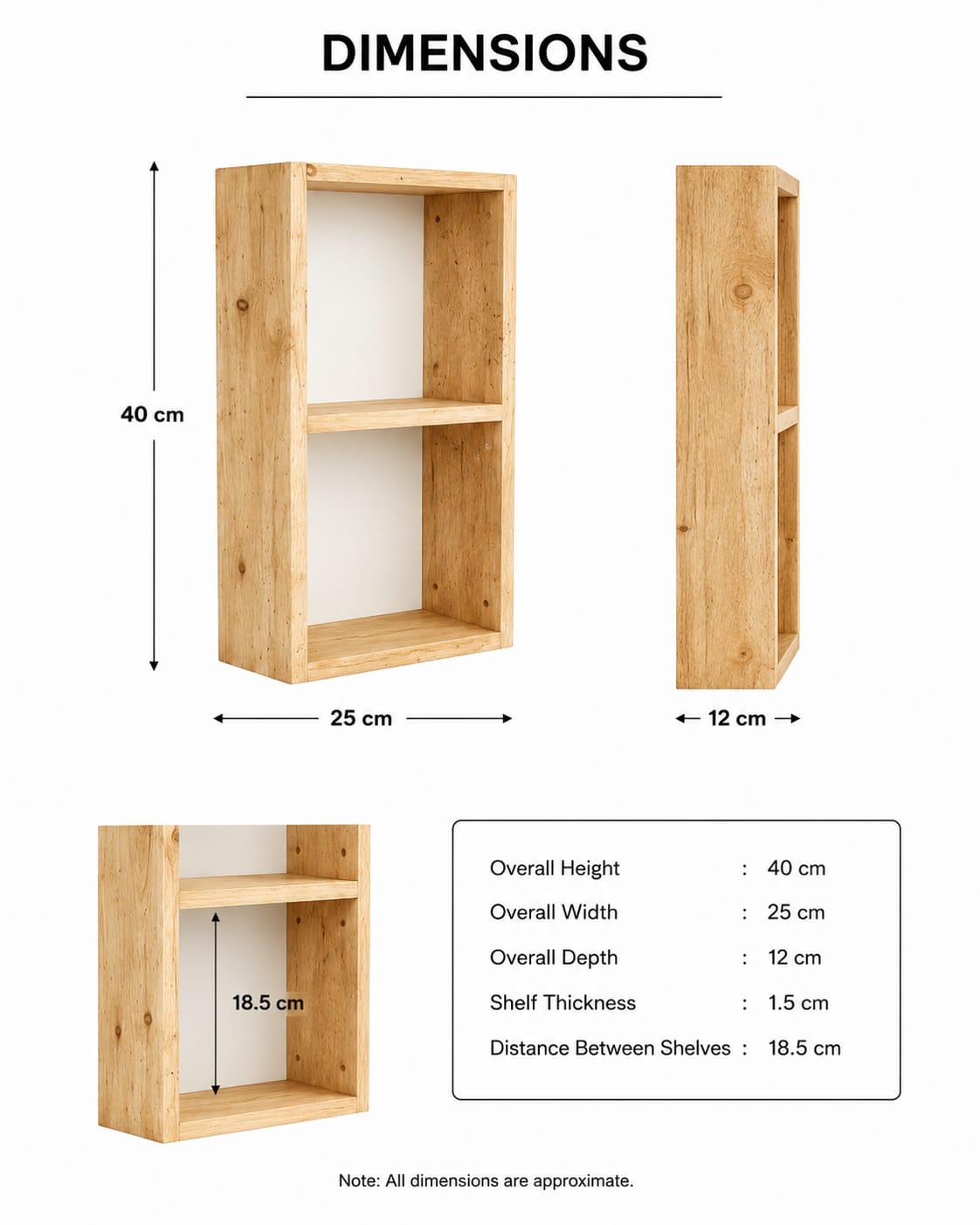 Modern Wooden Wall Shelf Organizer | Minimal Floating Storage Shelf for Home Décor