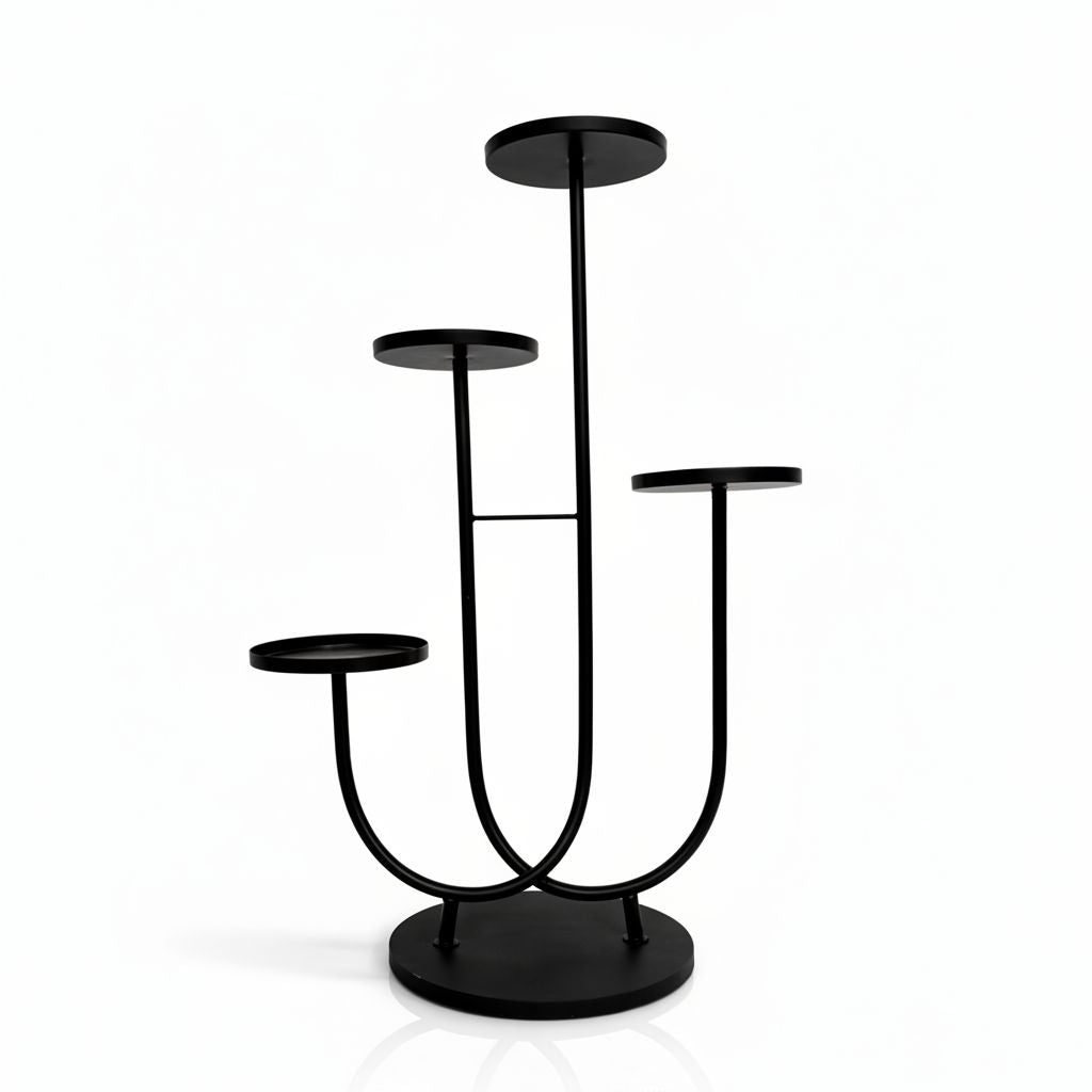 Luxury 4-Tier Gold Metal Plant Stand | Modern Multi-Level Flower Pot Display Rack | Decorative Indoor Plant Holder