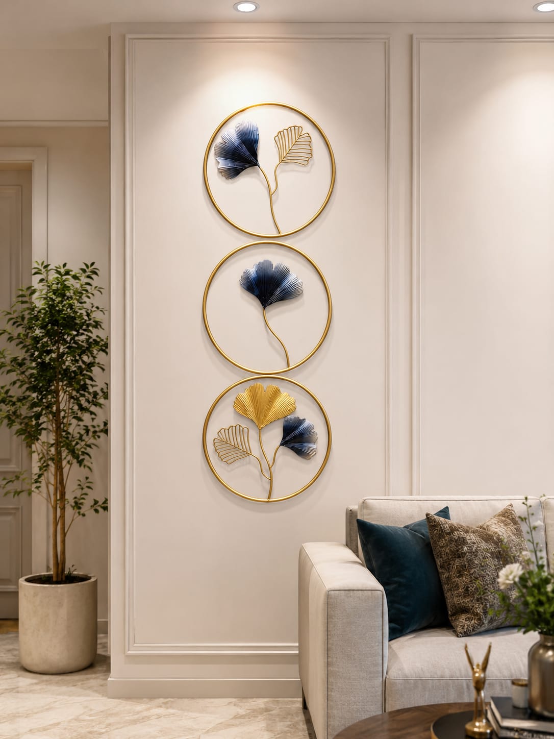 3-Piece Round Leaf Wall Art