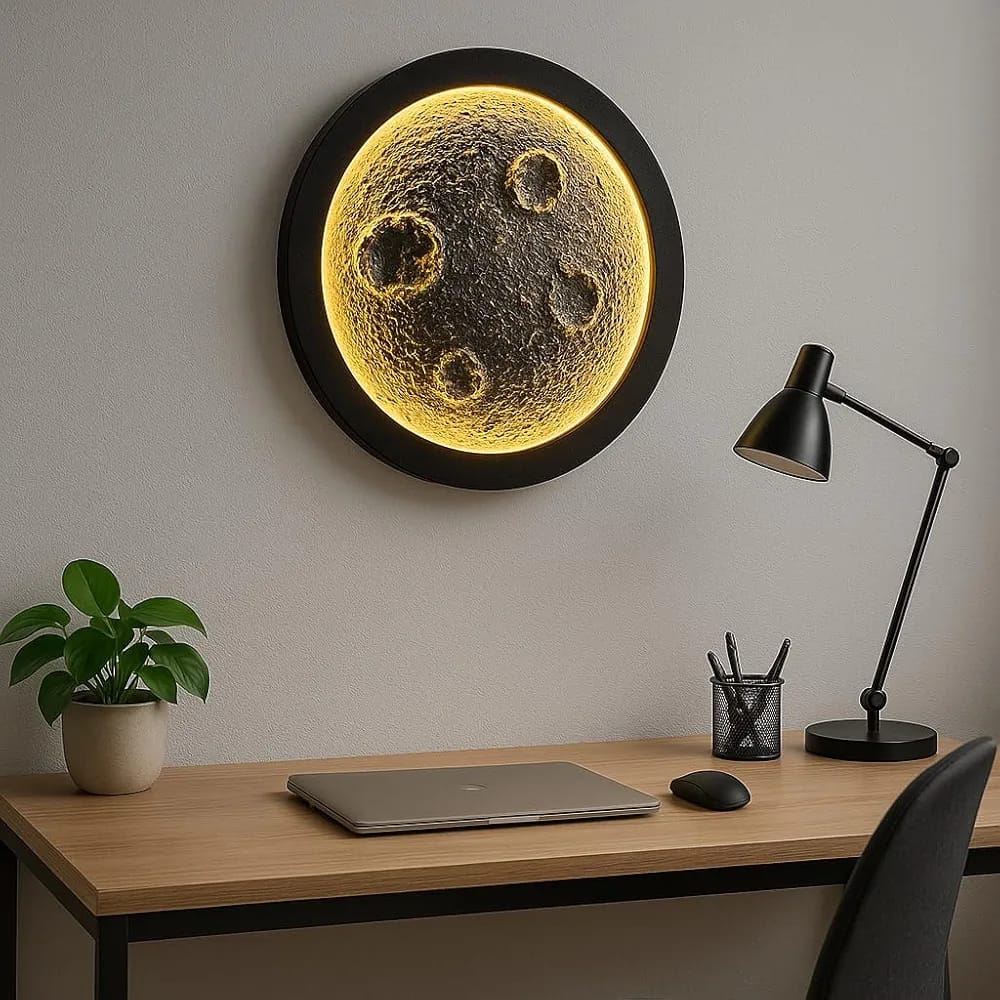 Moon LED Wall Light with Warm Glow | Modern Lunar Decorative Wall Lamp