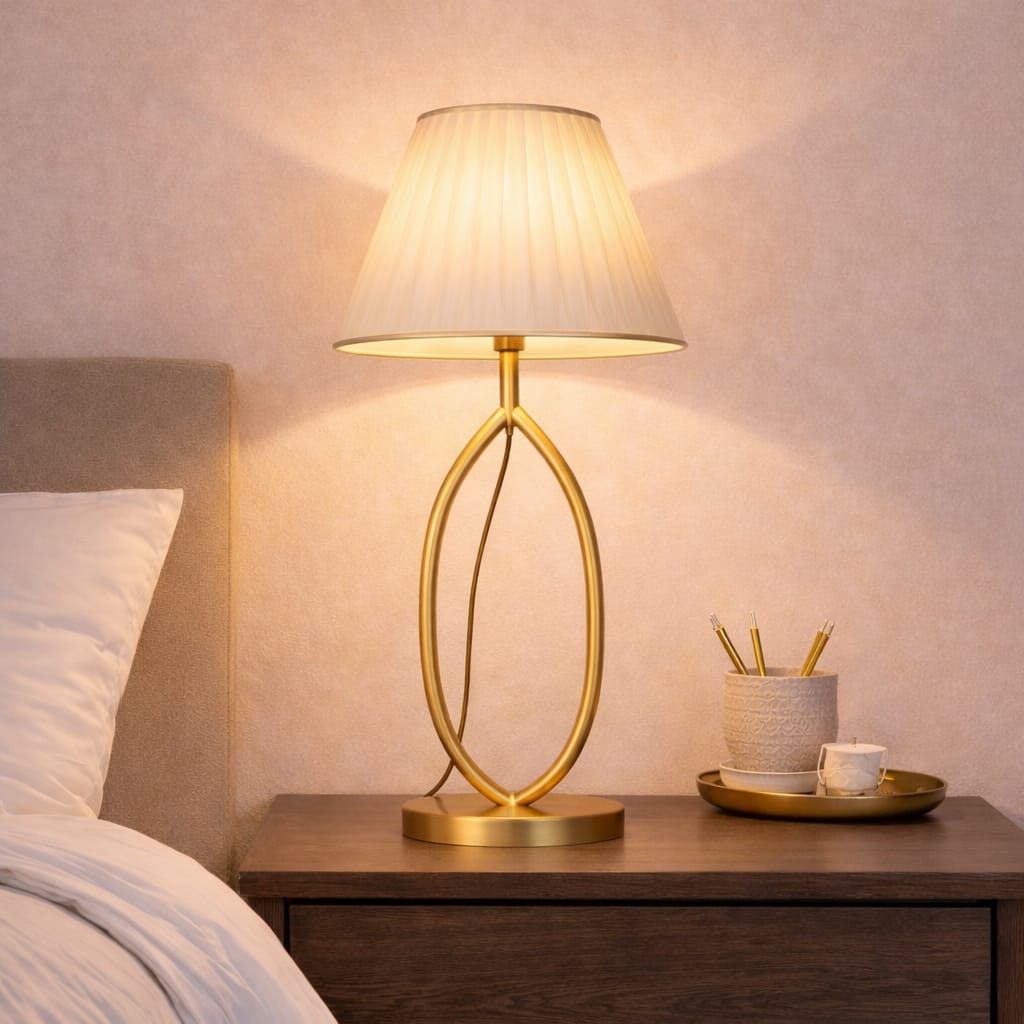 Modern Gold Oval Table Lamp – 24 Inch Decorative Bedside Light