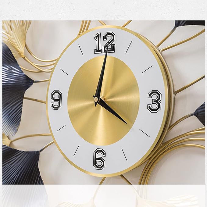 Luxury Gold & Silver Leaf Metal Wall Clock | Modern Decorative Wall Clock for Living Room, Bedroom & Office