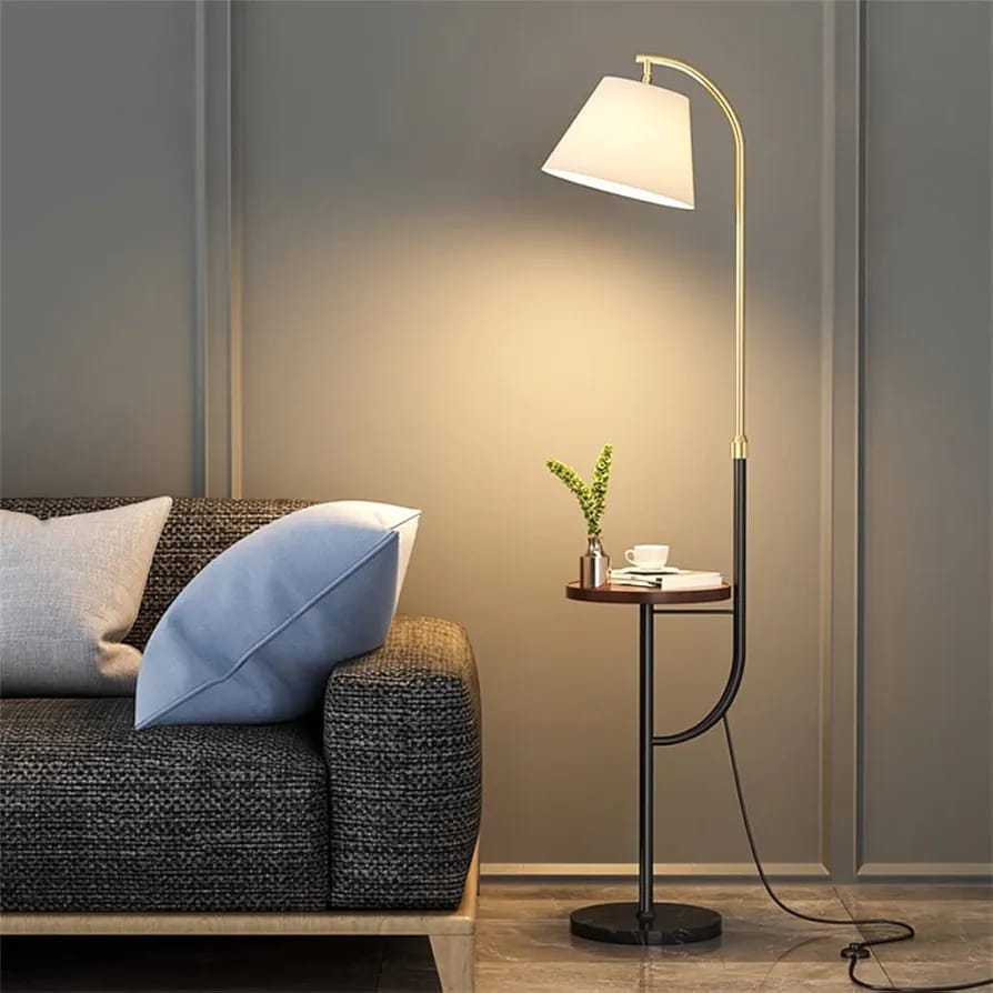 Modern Floor Lamp with Side Table | Luxury Nordic Standing Lamp for Living Room