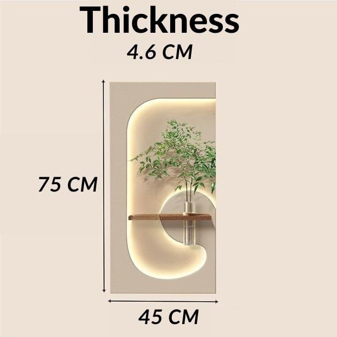 Modern LED Wall Art Shelf | Decorative Wall Mounted Planter & Vase Display Panel | Luxury Ambient Wall Décor