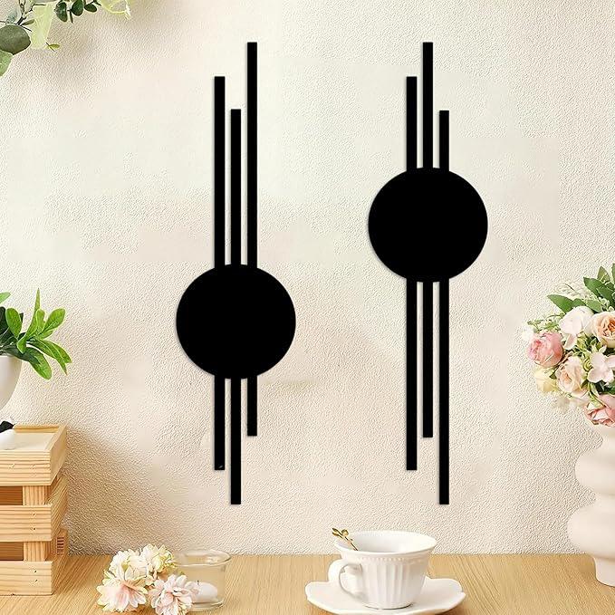Modern Geometric Wall Art Set | Minimalist Black Metal Wall Decor for Living Room & Bedroom