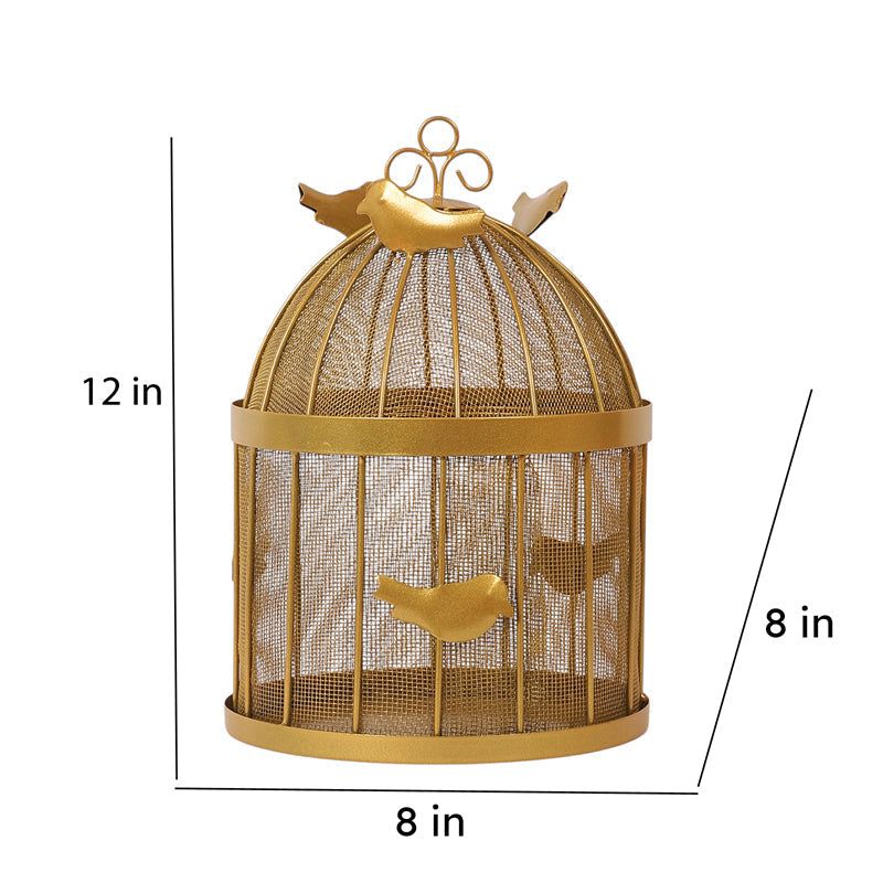 Decorative Gold Bird Cage Storage Basket – 12 Inch