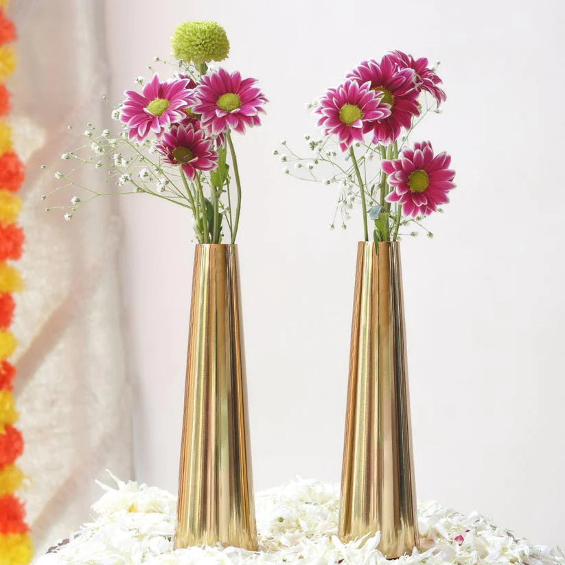 Gold Metal Flower Vase for Home Décor, Wedding Centerpieces, Living Room &amp; Dining Table Decoration
