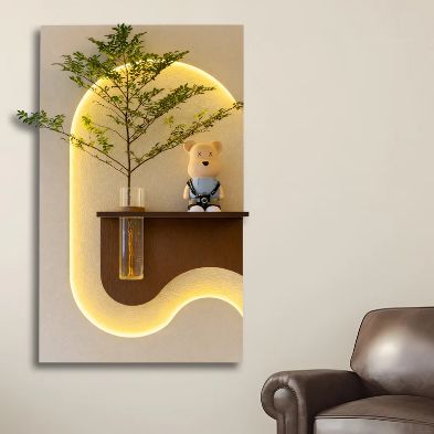 Modern LED Wall Art Shelf with Vase Holder | Luxury Illuminated Wall Panel | Decorative Floating Shelf for Home Décor