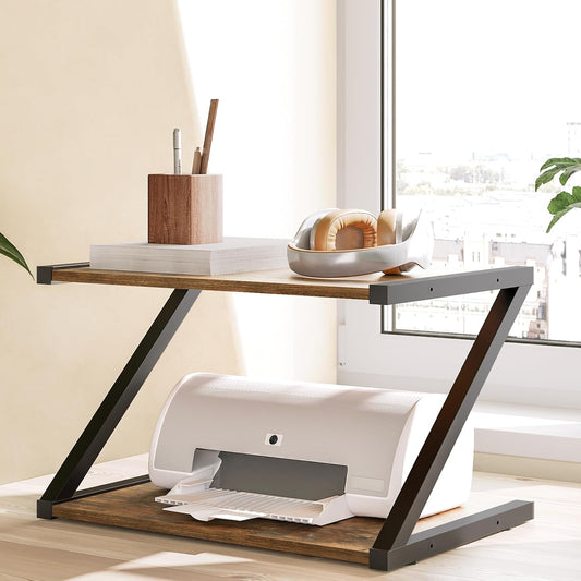 Modern Wooden Desk Organizer Stand – Multipurpose Printer & Workspace Storage Shelf