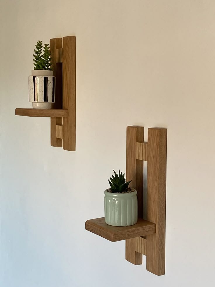Minimal Wooden Wall Shelf for Plant & Home Décor | Modern Floating Display Shelf