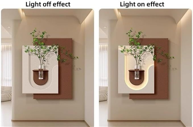 Modern LED Wall Art Shelf with Glass Vase Holder | Luxury Illuminated Decorative Wall Panel | Floating Shelf for Home Décor