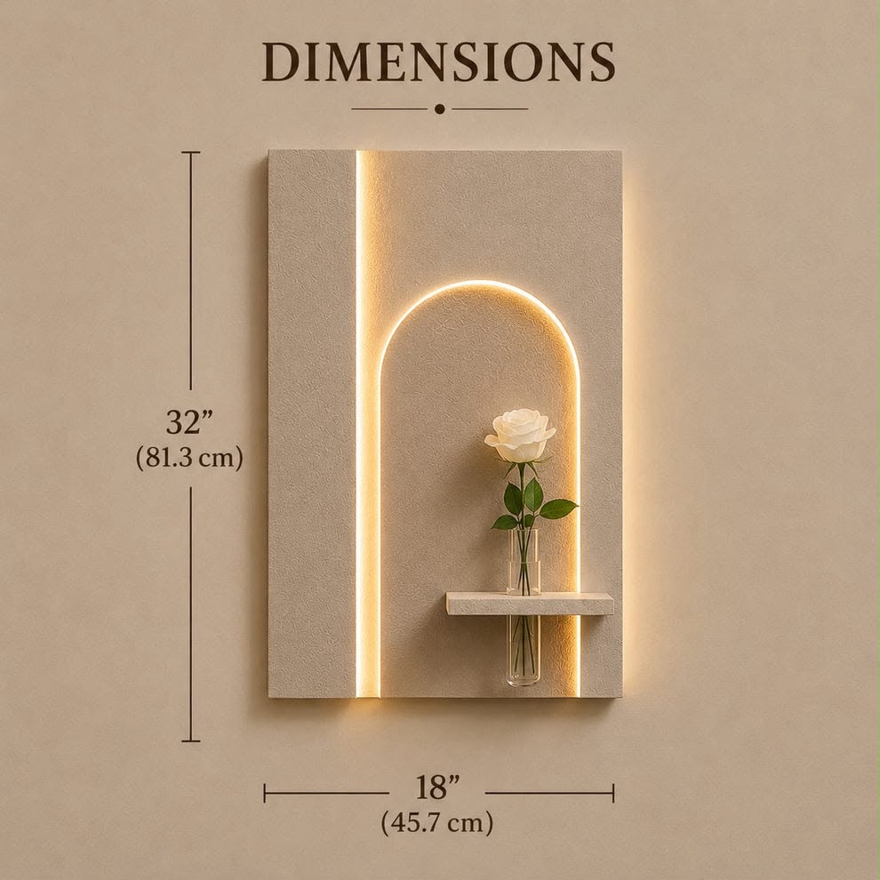 Modern LED Arch Wall Decor with Vase Shelf | Minimalist Wall Art