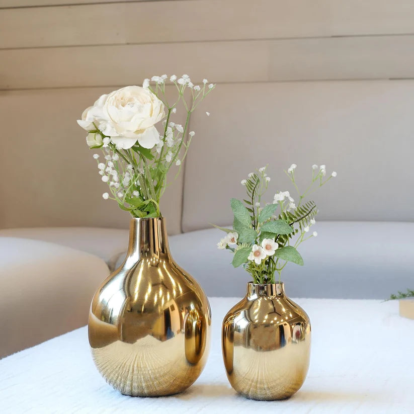 Gold Metal Flower Vase for Home Décor, Wedding Centerpieces, Living Room & Dining Table Decoration