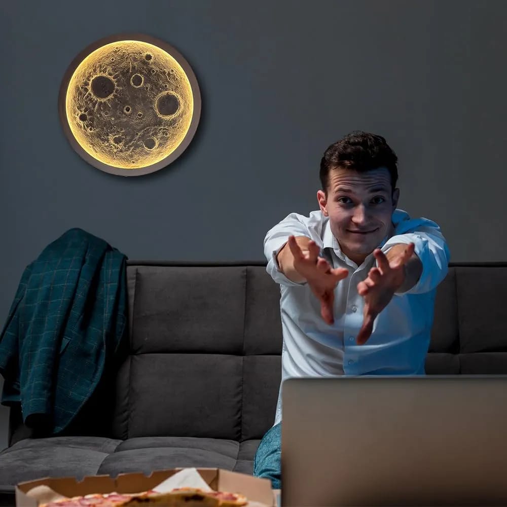 Moon Surface LED Wall Light | Modern Lunar Wall Lamp for Home Décor