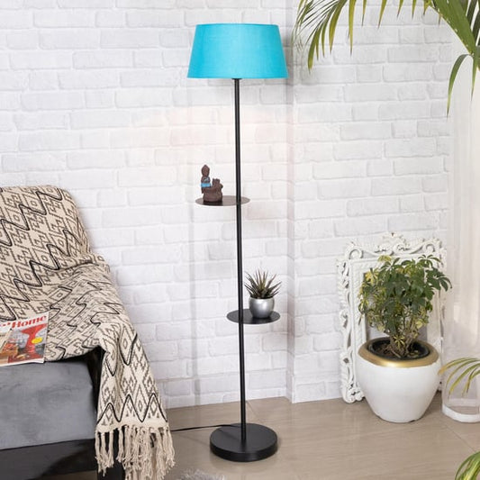 “Modern Floor Lamp with Dual Shelves | Minimalist Standing Lamp with Storage for Living Room & Bedroom”