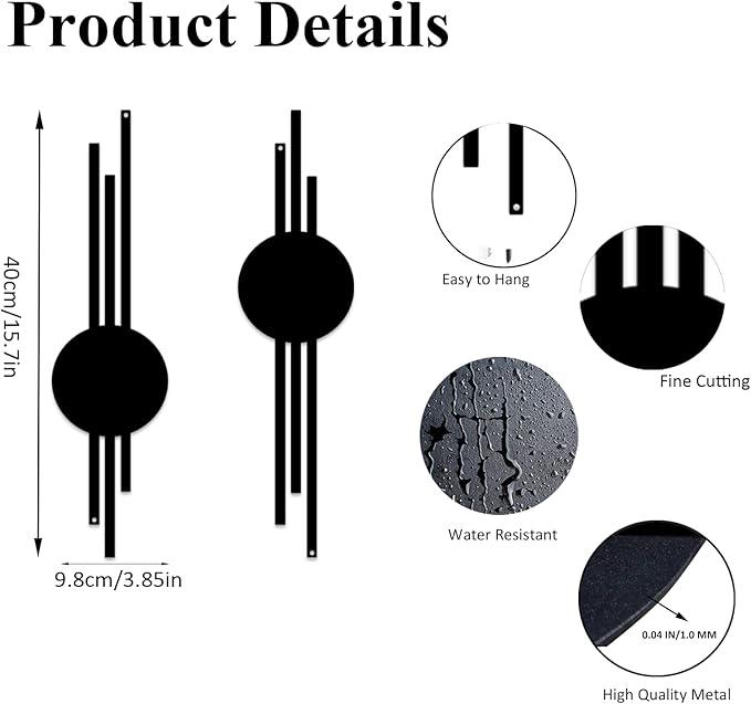 Modern Geometric Wall Art Set | Minimalist Black Metal Wall Decor for Living Room & Bedroom