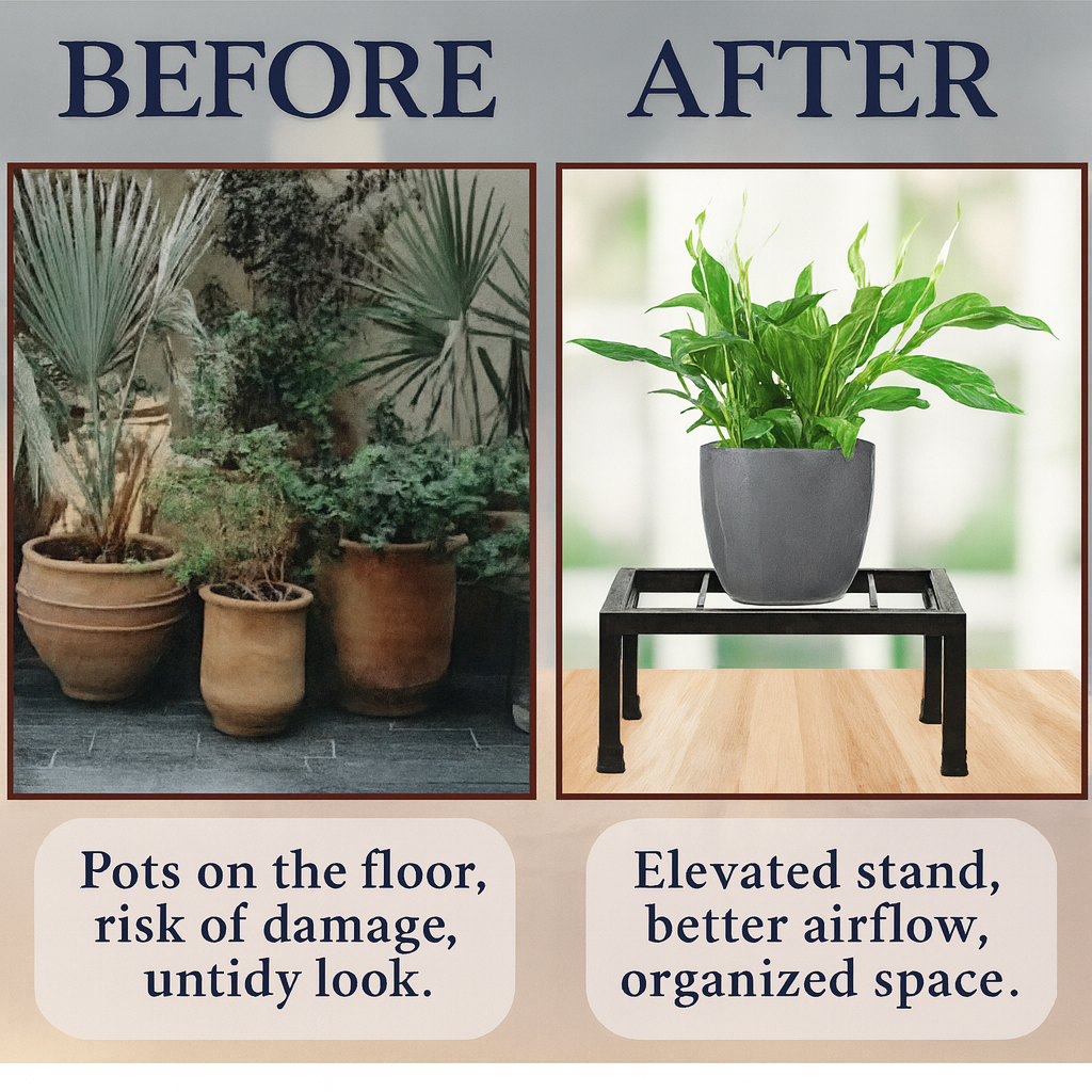 Metal Plant Stand Set of 4 – 10 Inch Heavy Duty Flower Pot Holder for Indoor & Outdoor Plants