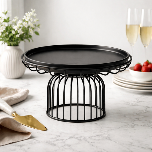 Elegant Black Metal Cake Stand