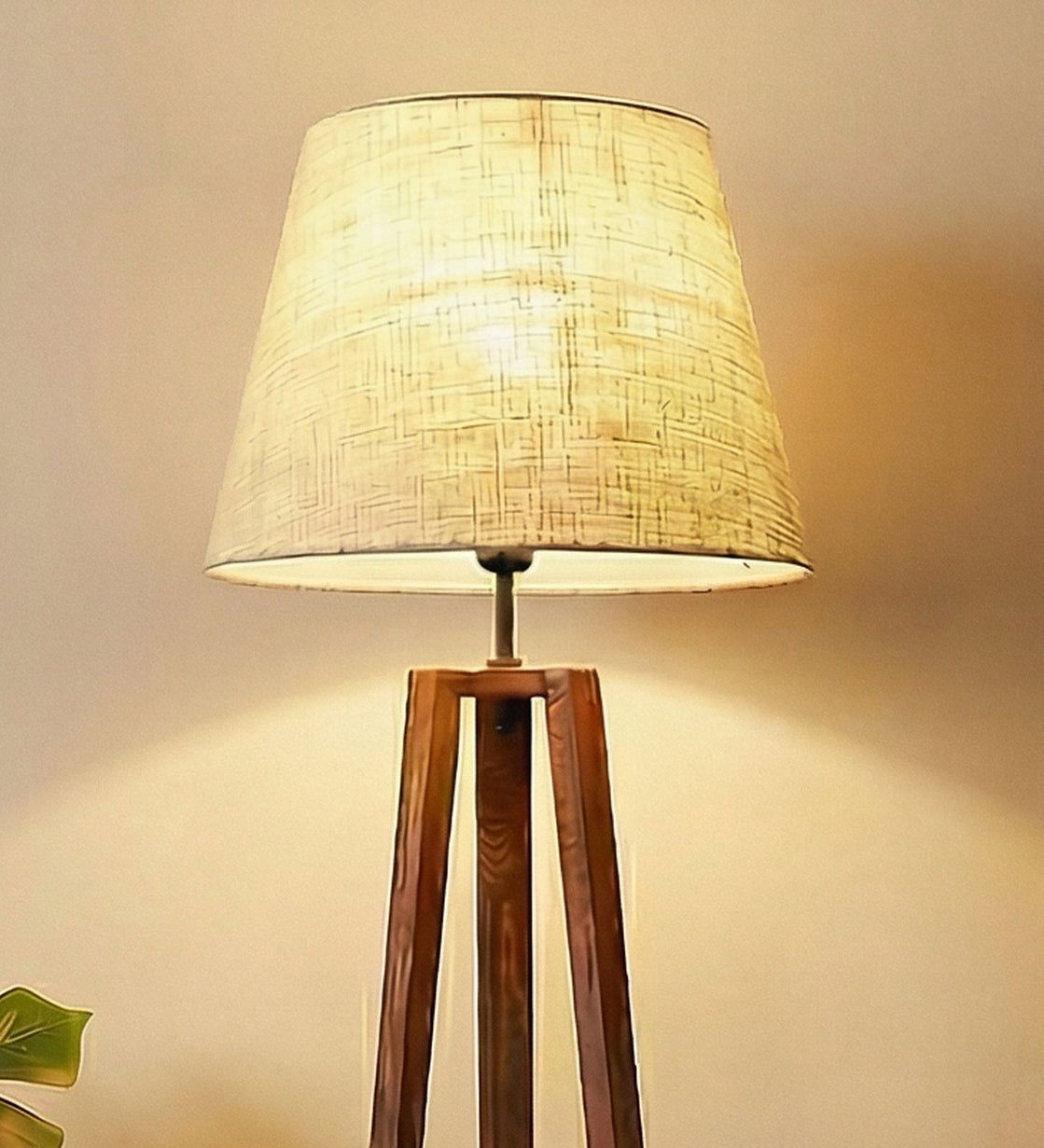 Modern Wooden Floor Lamp with Fabric Shade | Decorative Standing Lamp for Living Room, Bedroom & Office | 60 Inch Tall