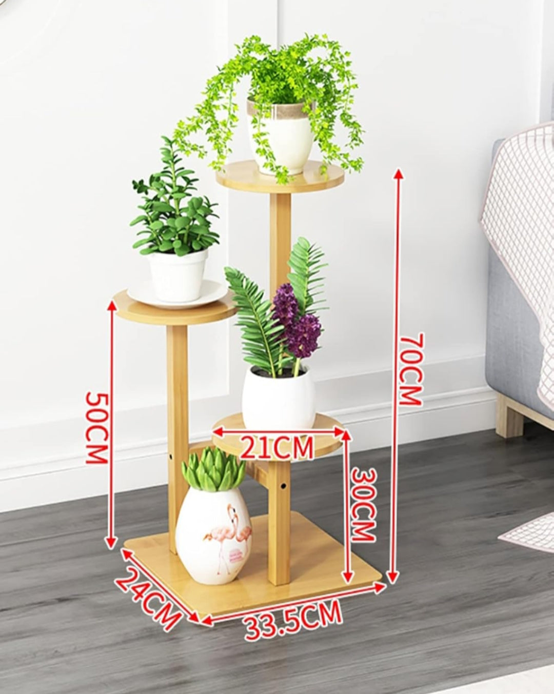 Modern 3 Tier Wooden Plant Stand for Indoor & Outdoor Use