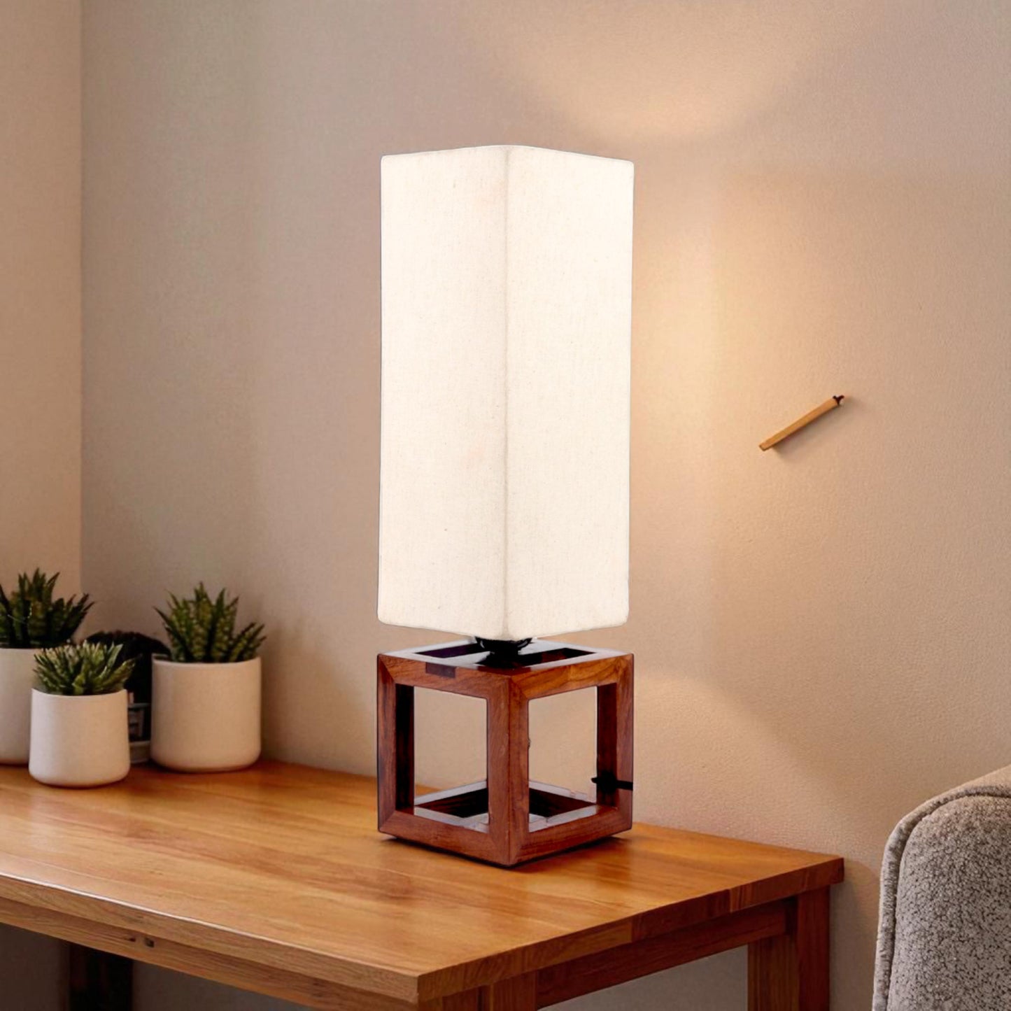 Wooden Lamp | Sculptural Table Lamp for Modern Home Decor