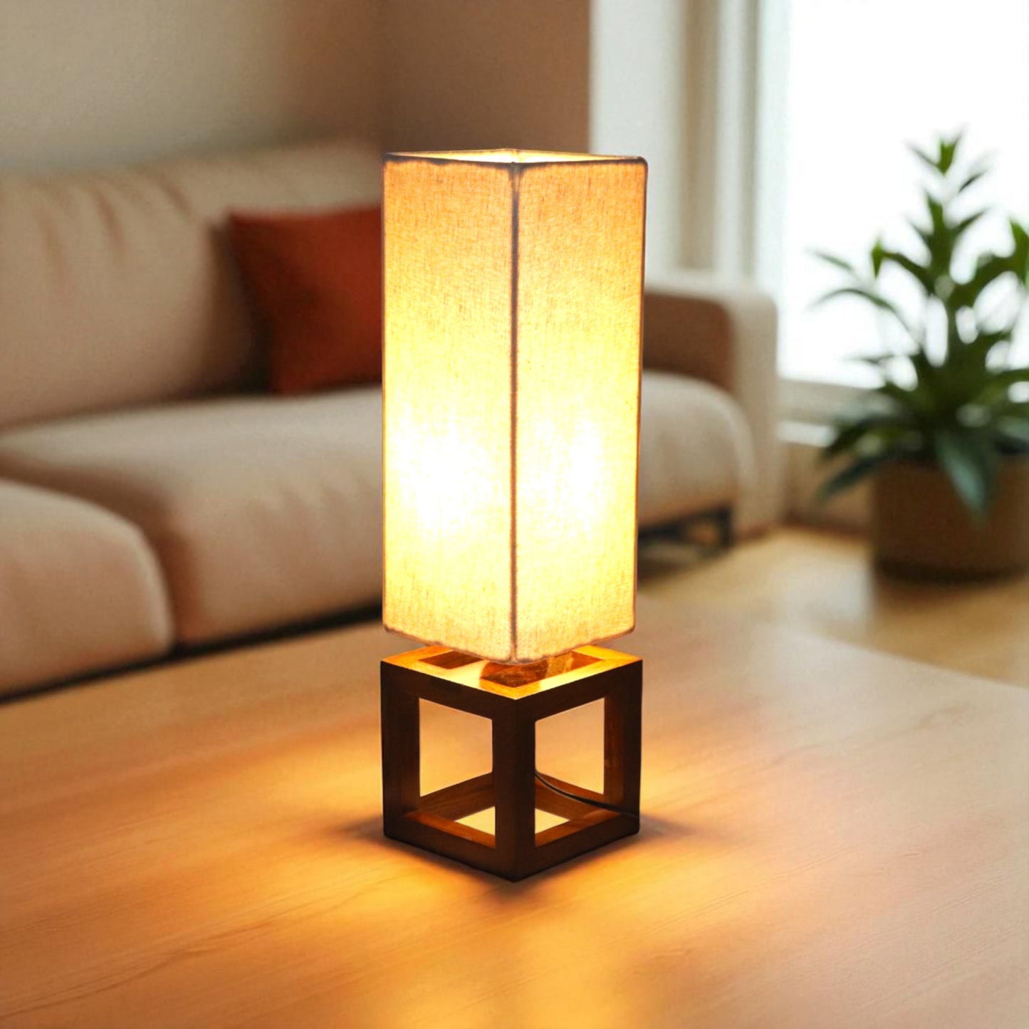 Wooden Lamp | Sculptural Table Lamp for Modern Home Decor