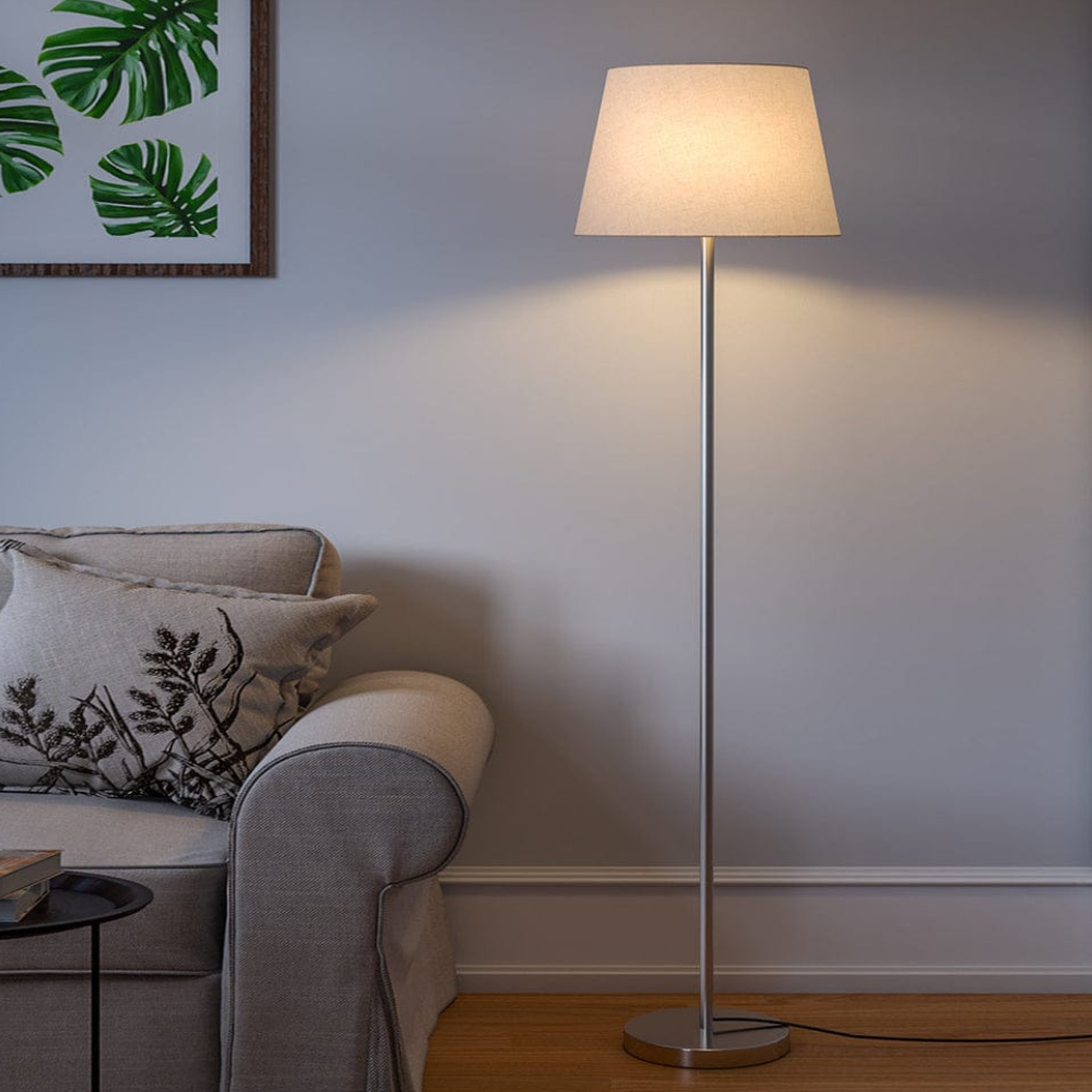 Modern Artistic Gold Metal Finish Sleek White Color Floor Lamp