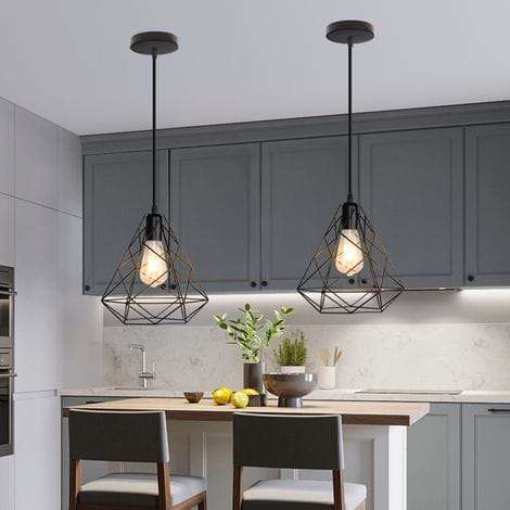 Industrial 2-Light Pendant Hanging Lamp with Rope Design – Modern Ceiling Light Fixture