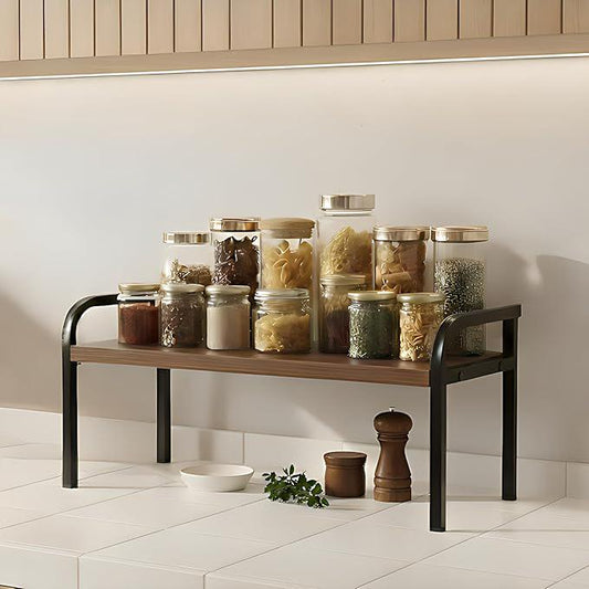 Kitchen Countertop Organizer Shelf – Wooden & Metal Storage Rack