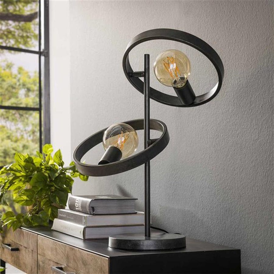 Modern Dual Ring Table Lamp – Contemporary Industrial Decorative Desk Light