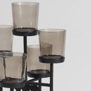 5-Light Metal Candle Holder with Glass Cups – Modern Tabletop Centerpiece