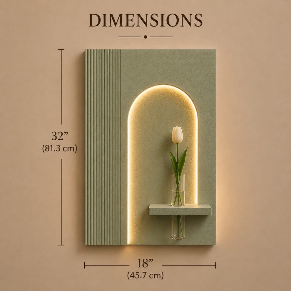 Modern LED Arch Wall Decor with Vase Shelf | Contemporary Minimalist Wall Art