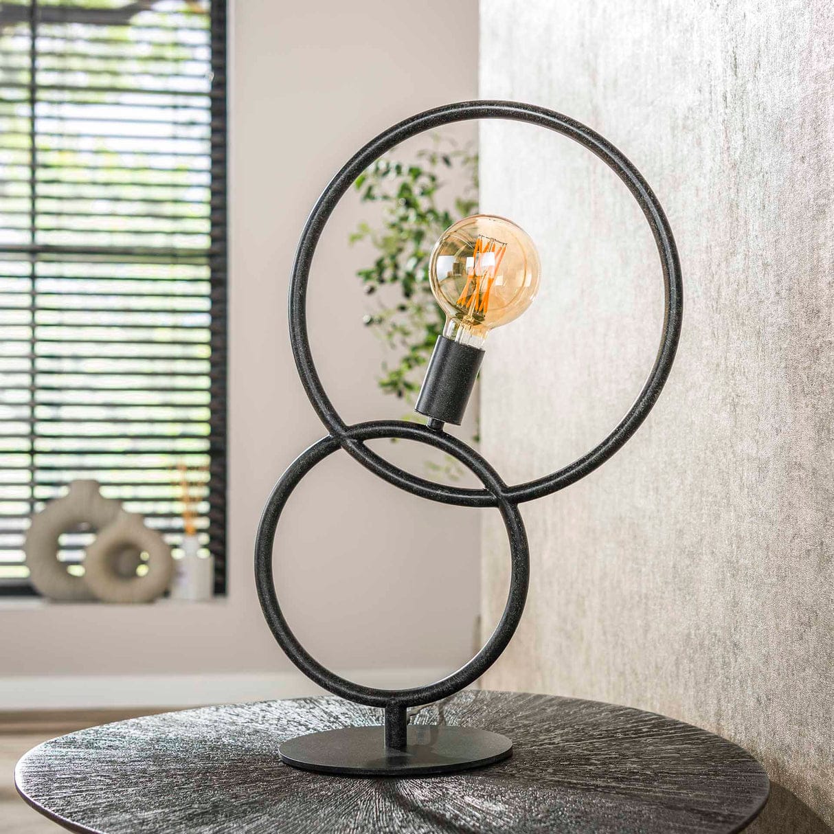 Modern Circular Table Lamp – Industrial Ring Design Decorative Bedside Light