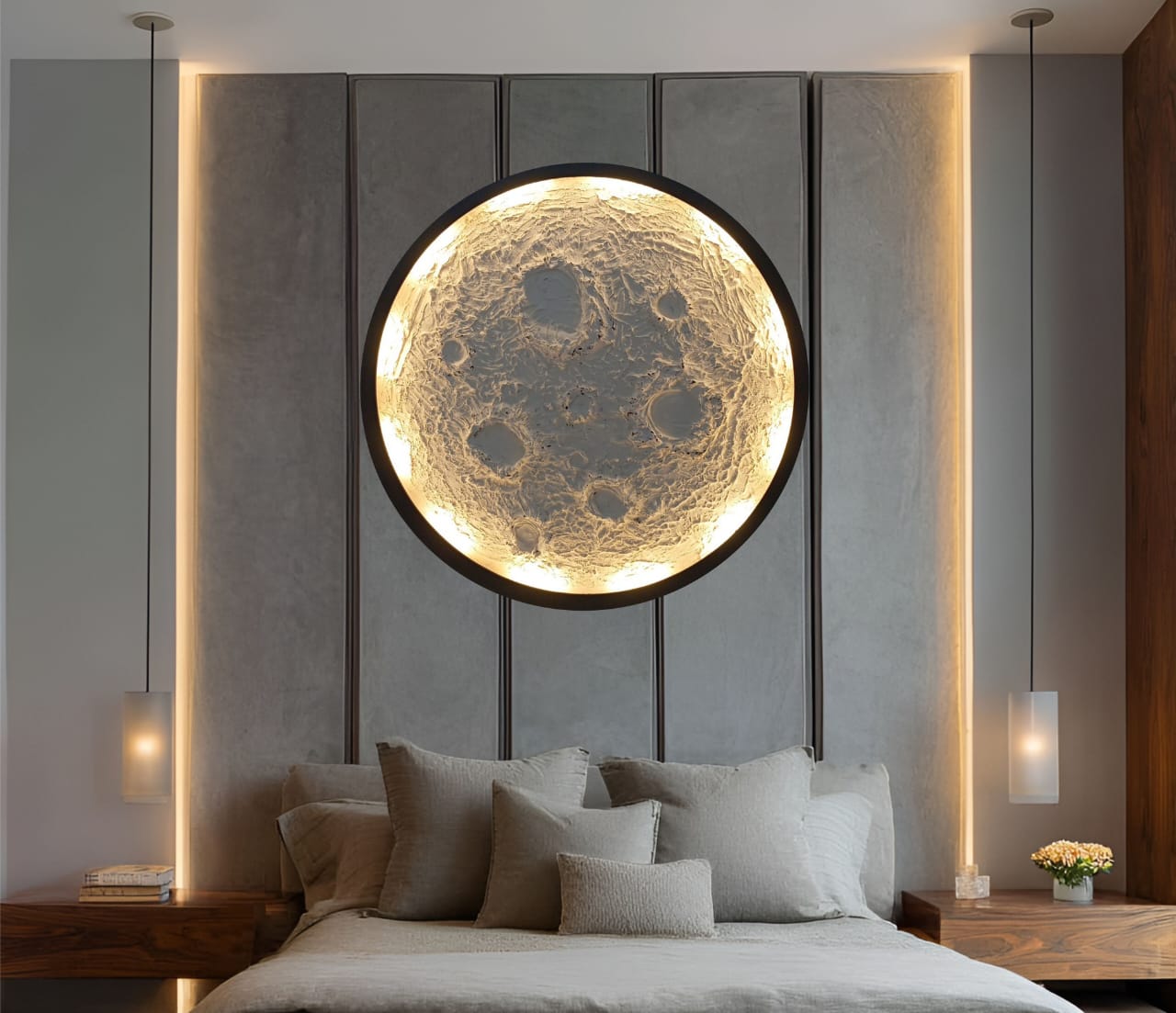 18 Inch 3D Moon LED Wall Light | Modern Lunar Decorative Lamp for Home Décor
