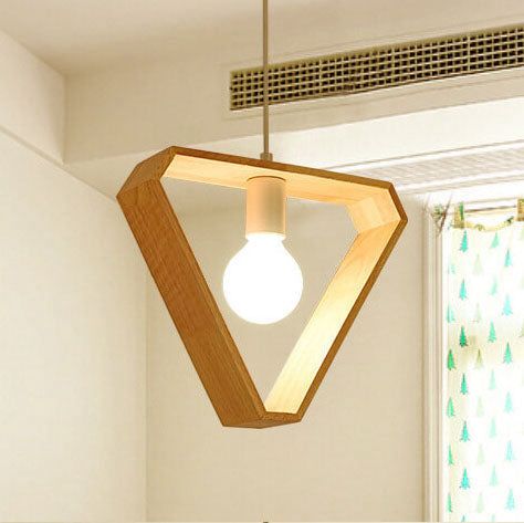 Modern Wooden Geometric Pendant Light – 3-Light Hanging Ceiling Lamp