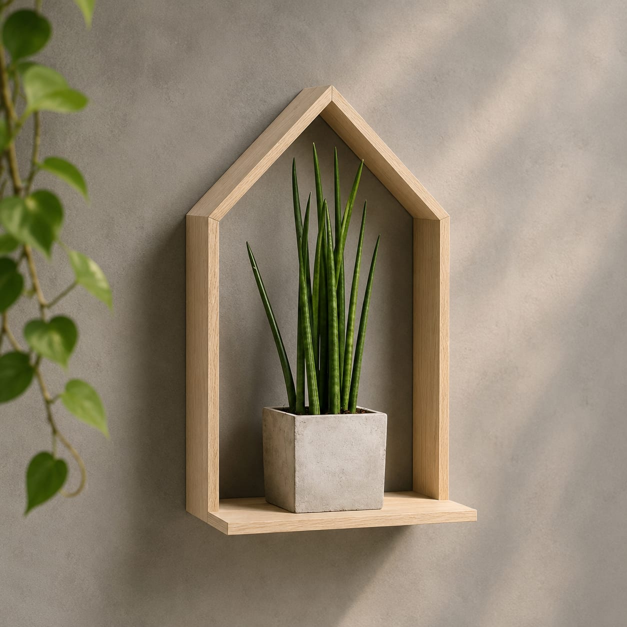 Wooden House-Shaped Wall Shelf for Home Décor | Modern Floating Display Shelf