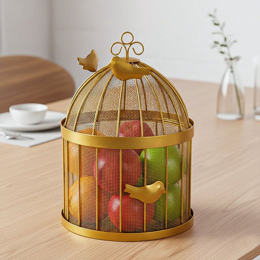 Decorative Gold Bird Cage Storage Basket – 12 Inch
